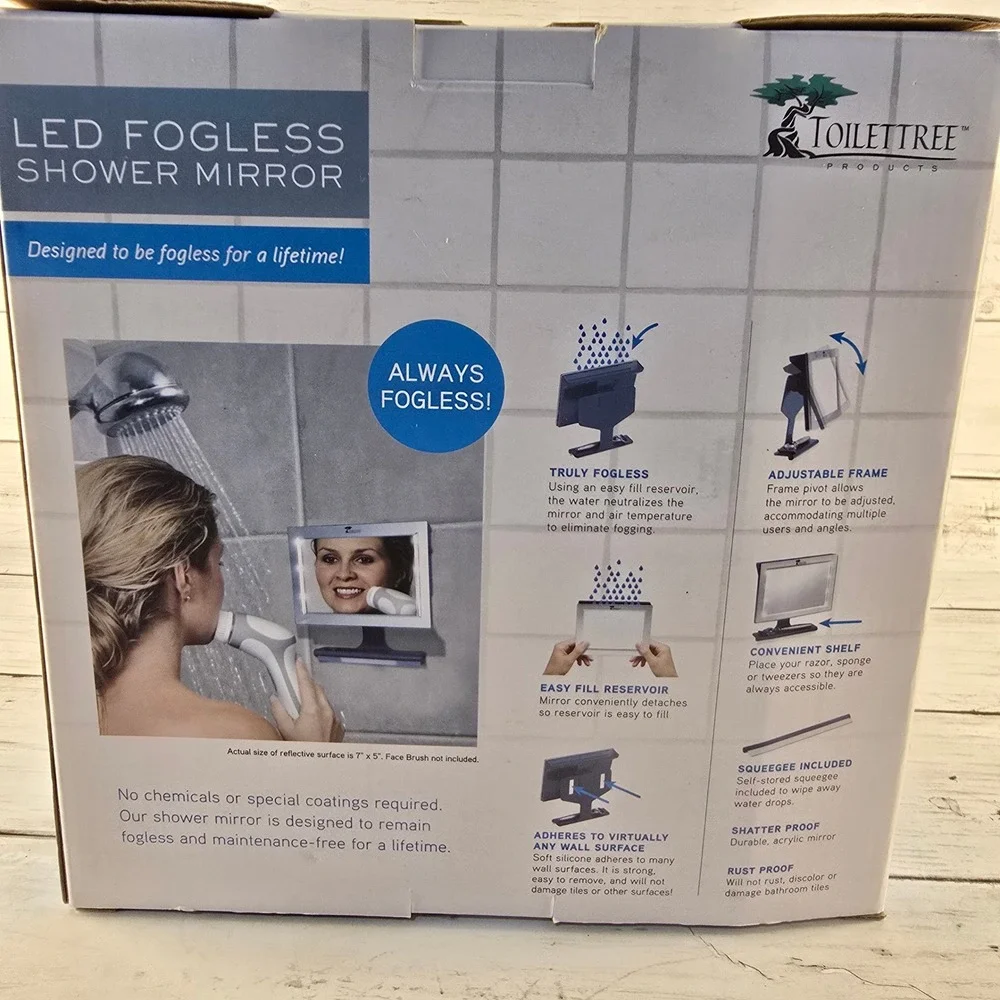 ToiletTree LED Fogless Shower Mirror TTP-LED-02 Adjustable Shaving Mirror White